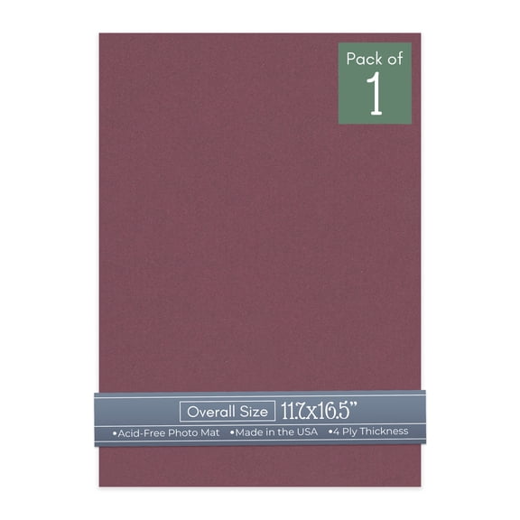 Raspberry Red 11.7x16.5 Uncut Art Mat Board - No Opening - 1 Mat