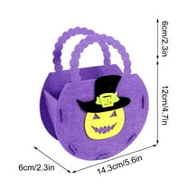 Beautynvta Halloween Gift Candy Bag, Bat Pumpkin Witch Ghost Decorative Small Gift Tote Reusable Non-Woven Bags with Handle for Gifts Wrapping, Halloween Party Supplies