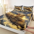thumbnail image 3 of Castle Fairy Cartoon Train Full Size Sheets for Preppy Child Kids,Railway Car Bed Sheets, 3 of 7