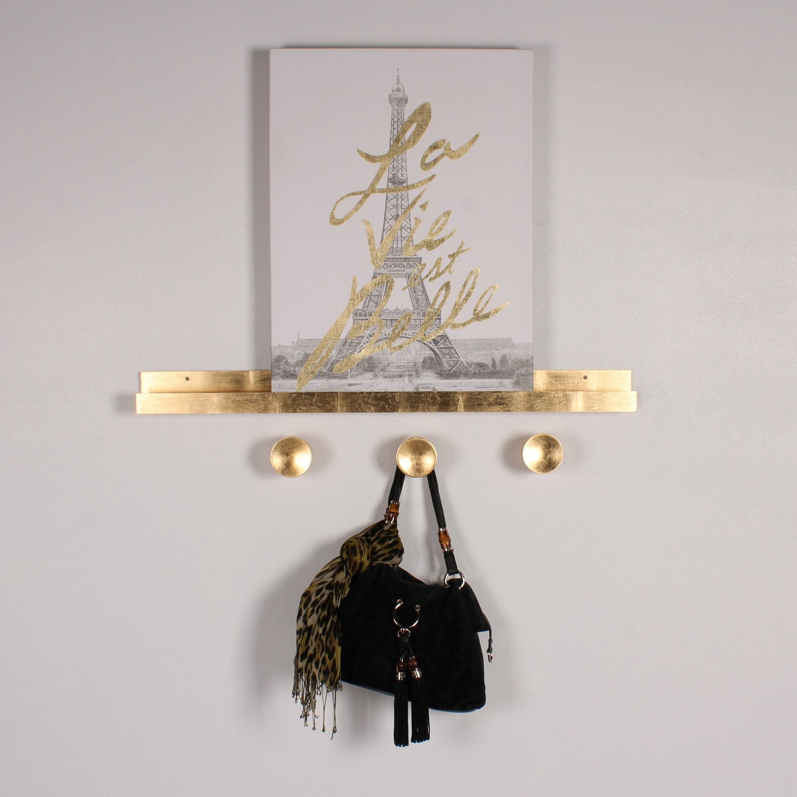 Uniek Kate And Laurel Levie Wall Shelf, 3-1/2"H x 42"W x 3-1/2"D, Gold
