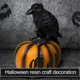 thumbnail image 4 of Halloween Crow Pumpkin Figurine Black Raven Pumpkin Resin Statue, 4 of 5