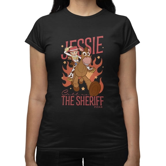 Disney Pixar Toy Story Call Me Sheriff Jessie Women's T Shirt (Black, S-XXL)