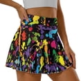 thumbnail image 3 of Xoenoiee Paint Splatter Print High Waisted Pleated Tennis Skirt with Pockets Athletic Golf Skorts for Women Casual Workout Built-in Shorts, L, 3 of 6
