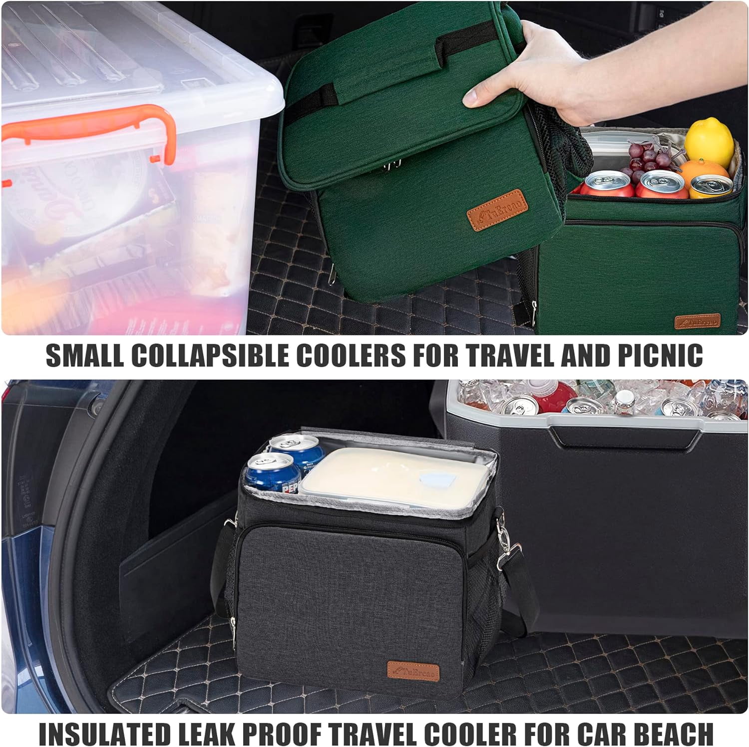 HotAdsFW Insulated Cooler Bag 6/24 Can Collapsible Leakproof Soft Sided Cooler for Car, Portable Foldable Small Ice Chest for Beach Camping Picnic Travel, 5/15qt Lunch Box for Men Work