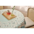 thumbnail image 3 of AdonisUSA Aqua Color Printed Floral Tablecloth with White Cherry Blossoms Sakura Flowers. Size 60 inch Round and 55x83 inch Rectangle, 3 of 3