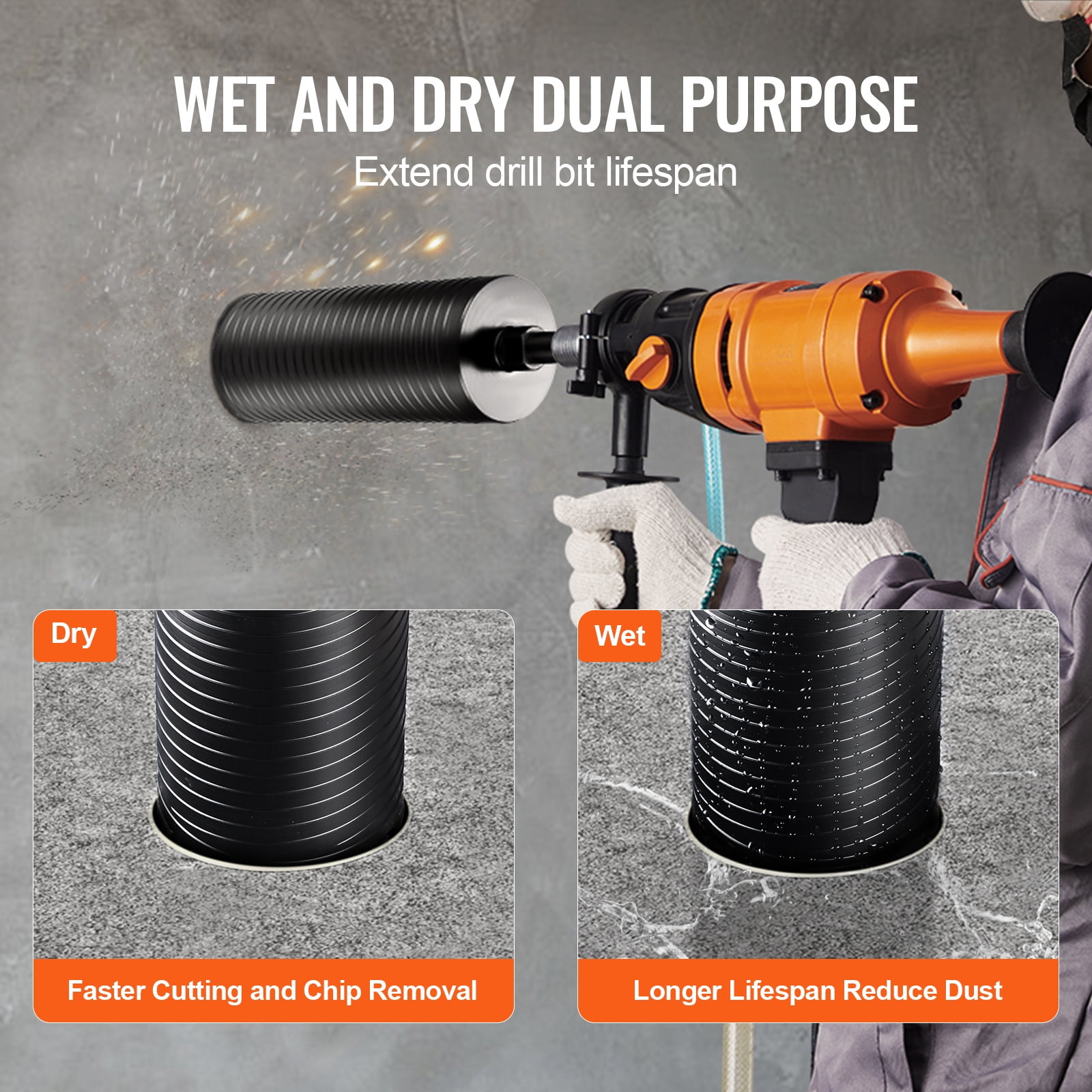 KFFKFF 4.25" Core Drill Bit Wet/Dry Diamond Core Bit for Brick Block Concrete