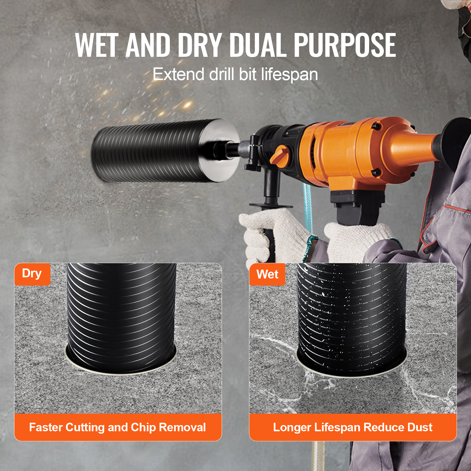 7" Diamond Core Drill Bit – Wet & Dry Coring Bit For Brick & Block, 17" Length