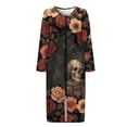 thumbnail image 4 of Xoenoiee Cat Skull Spider Web Rose Flower Print Women's Zipper Robes Halloween Long Sleeves Bathobe Soft House Coat Sleepwear Full Length Loungewear with Pockets, M, 4 of 6