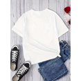 thumbnail image 2 of 1pc Teen Girls' Oversized Casual T-Shirt with Bold "HAPPY" Letter & joyful Face Print - Soft Polyester Blend, Crew Neck, Short Sleeve, Loose Fit for Spring/Summer, 2 of 5