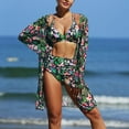 thumbnail image 2 of FhsagQ Ensembles de Maillots de Bain pour Femmes Poitrine Exposée Bikinis Taille Haute 2025 Ensemble Bikini Trois Pièces Paréo Maillot de Bain pour Femmes Manches Longues Rehausseur Maillot de Bain Tenue de Plage Maillot de Bain Vert TTG, 2 of 9