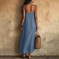 thumbnail image 6 of Diufon Cotton Linen Dresses for Women Sleeveless Spaghetti Strap Dress Solid Color Long Dress with Pockets, 6 of 10