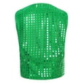 thumbnail image 2 of YONGHS Kids Boys Glittery Sequined Vest Top Waistcoat Costume for Choir Jazz Dance 7-15 Green 12-13, 2 of 7