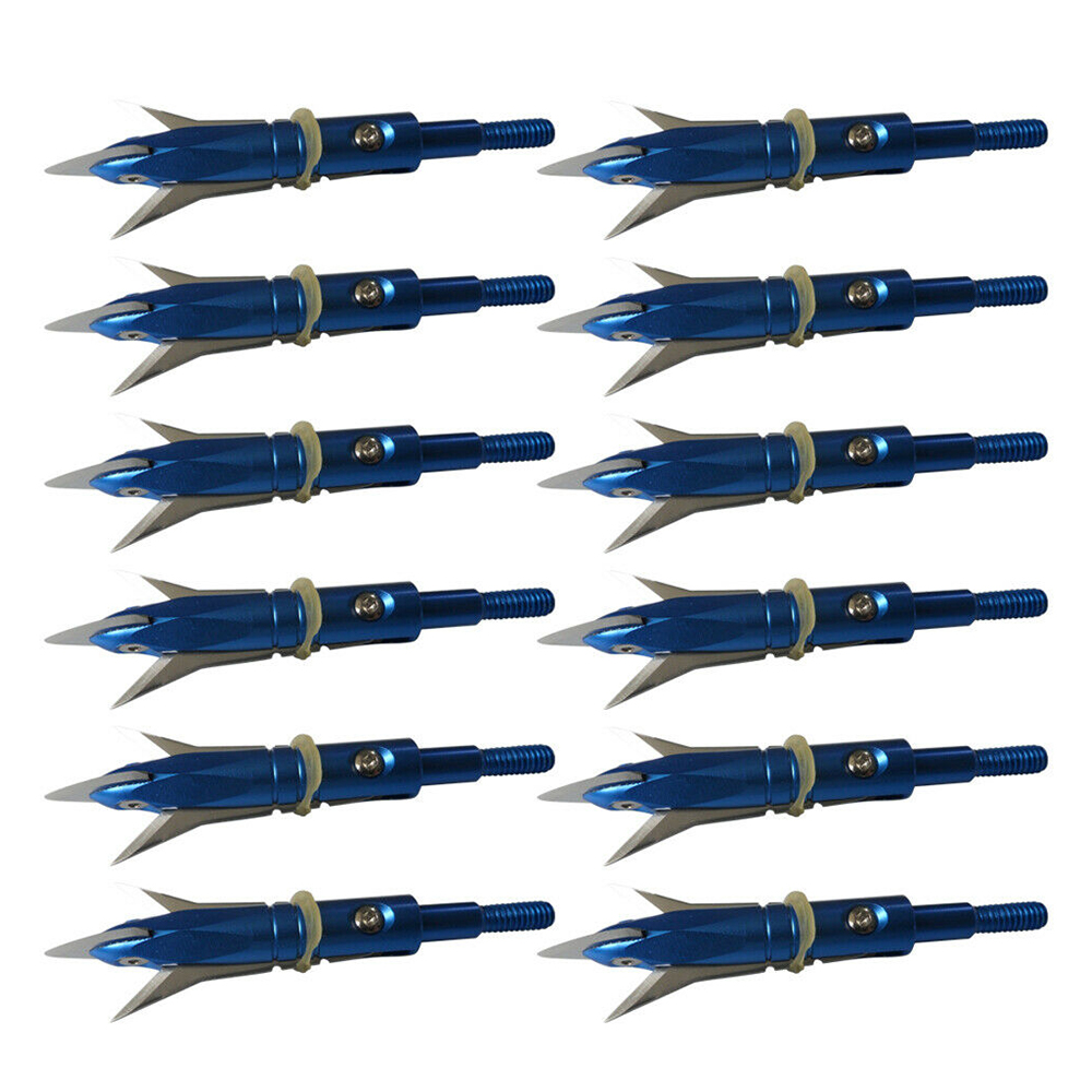 12-Pack 3-Blade Broadheads – 100 Grain Hunting Arrow Heads For Crossbow, Compound, Recurve
