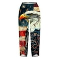 thumbnail image 5 of Roncen Women's Printed Capri Pants - Summer Comfortable Loose Fit Wide Leg Trousers with Independence Day Design & Stylish Casual Look, 5 of 5