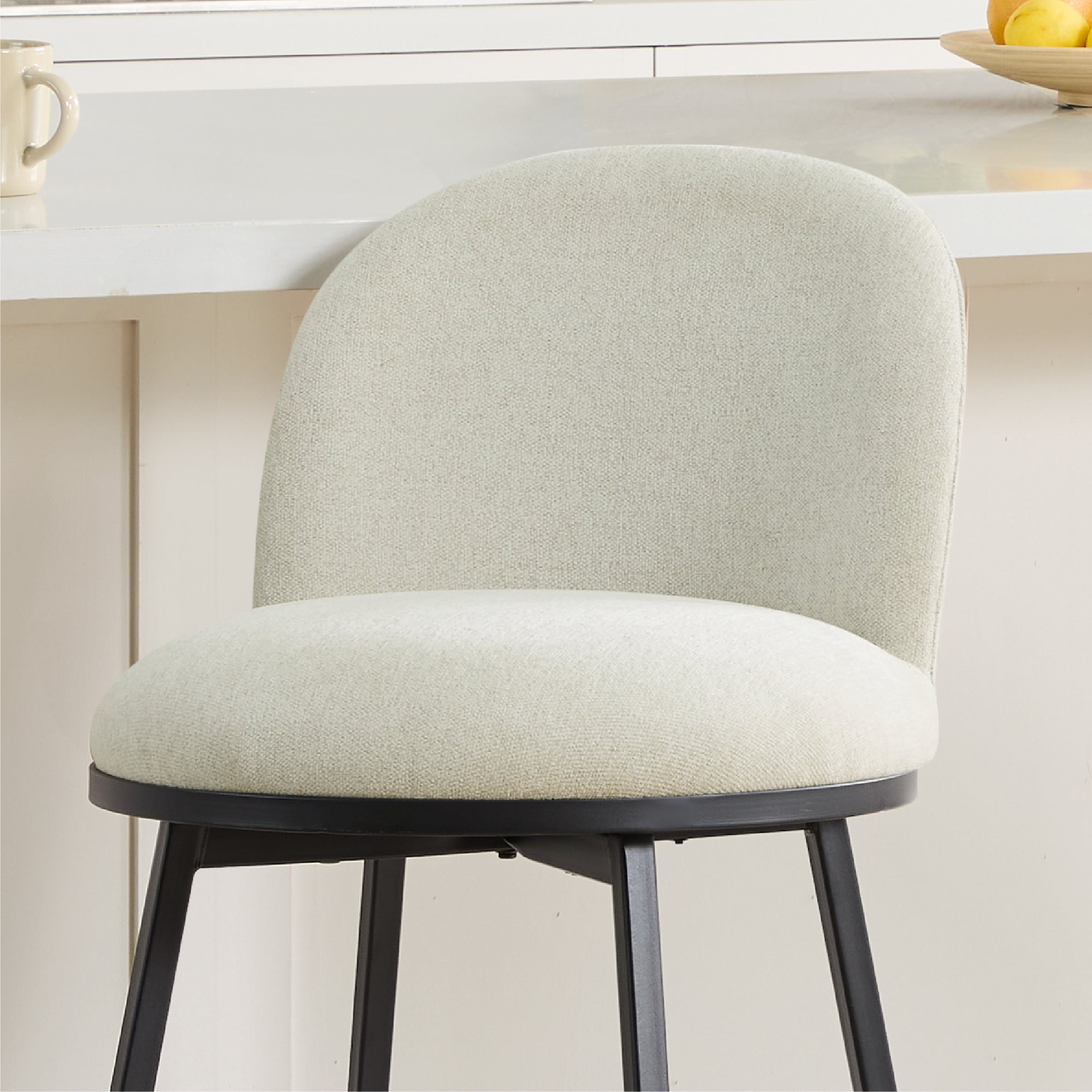 Spruce & Spring Counter Height Swivel Bar Stool with Metal Frame Set of 2, Linen