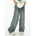 thumbnail image 2 of EMMIOL Men's Y2K Vintage Distressed Wide Leg Jeans 90s Mid Waist Loose Fit Hip Hop Denim Pants, 2 of 6