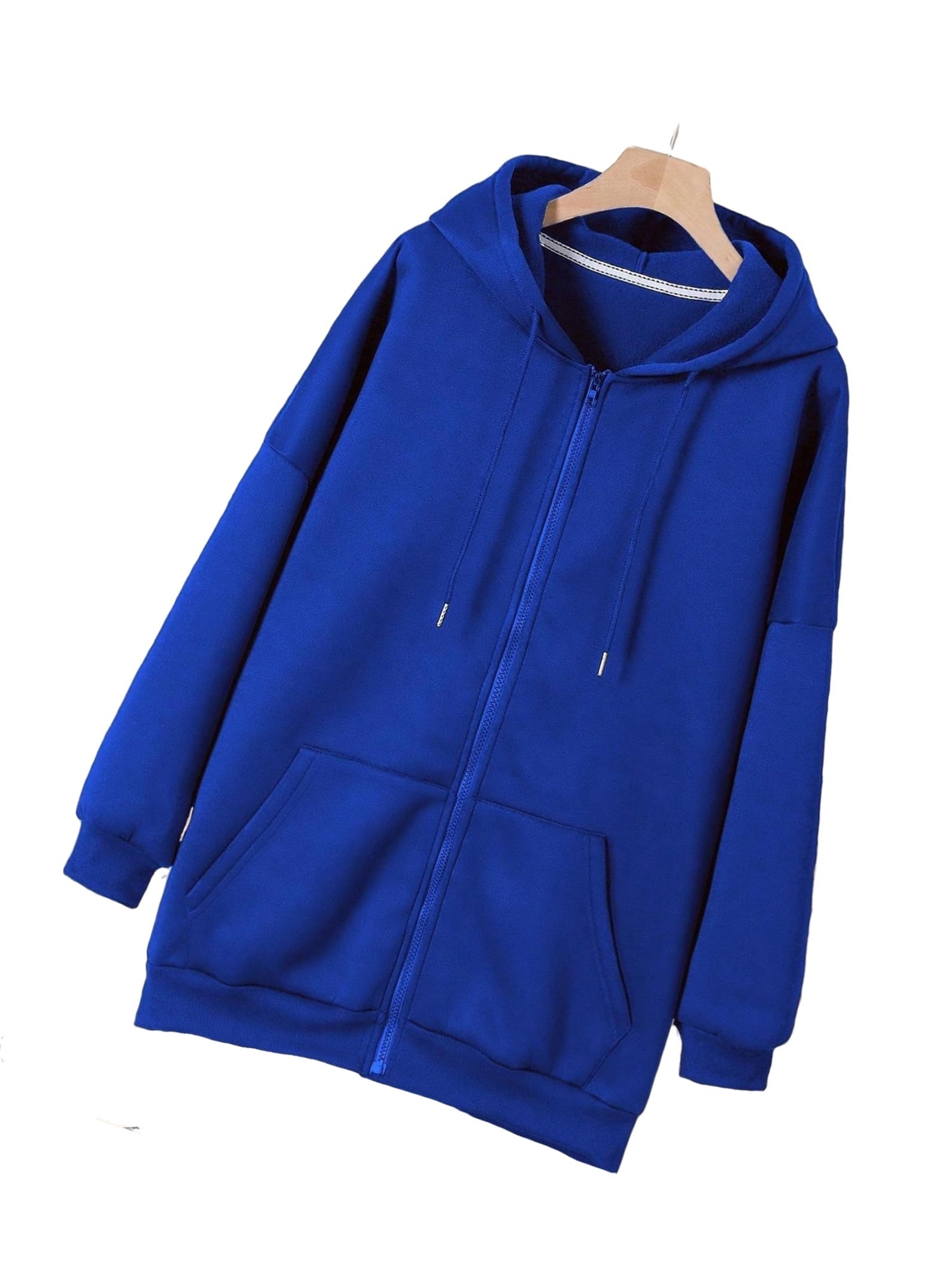 Fleece Jacket Royal Blue Zip Up Hoodie Women's Zip Up