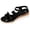 Black, variant on Espadrilles for Women Low Wedge Beach Sandals Open Toe Soft Leather Strappy Arch Support Walking Shoes Red Size 6