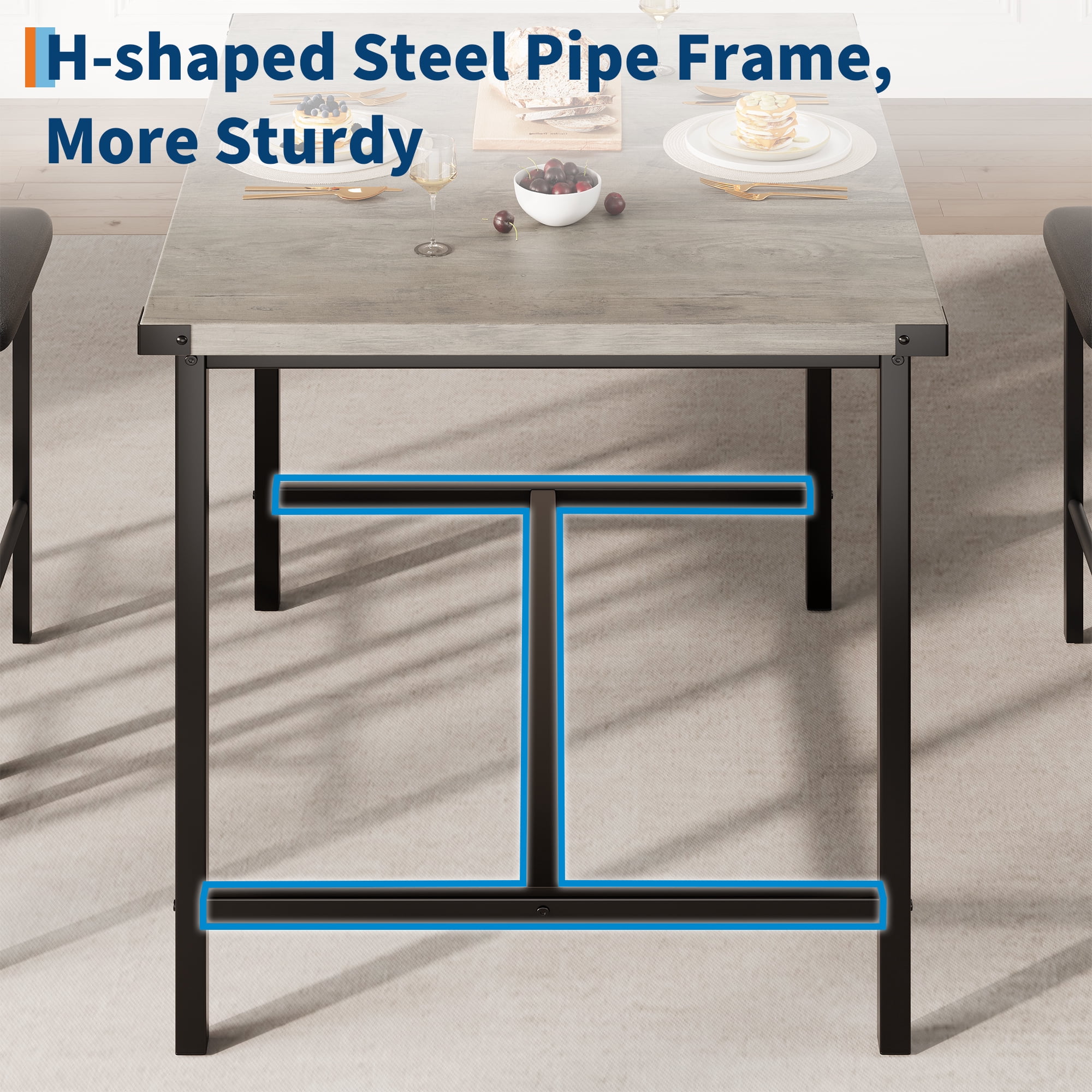 Space-Saving 3-Piece Counter Height Dining Table Set for 2 – Padded Stools with Backrest & Footrest, Metal Frame, Corner Protectors – Kitchen Table and Chairs for Small Dining Room or Apartment