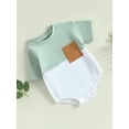thumbnail image 3 of Bagilaanoe Newborn Baby Girl Boy Rompers Contrast Color Short Sleeve Bodysuits 3M 6M 12M 18M 24M Infant Casual One Piece Short Jumpsuit, 3 of 8