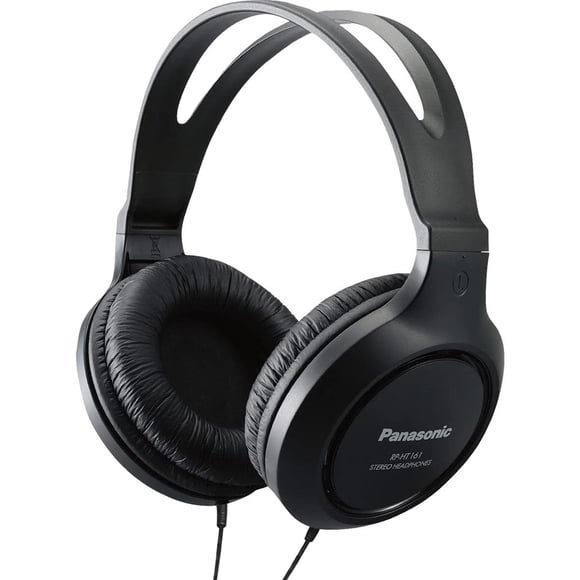Panasonic - Auriculares RP-HT161-K de tamaño completo para colocar sobre la oreja, ligeros, con cable largo