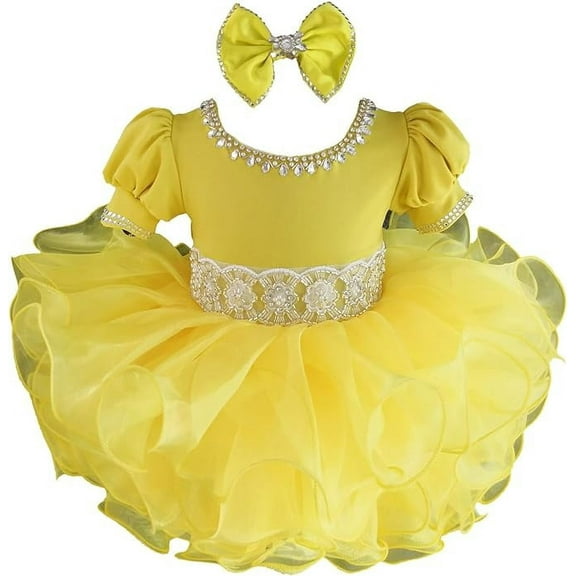 Jenniferwu G589Y Infant Toddler Baby Newborn Little Girl's Pageant Party Birthday Dress 3-6Months Yellow