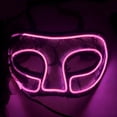 thumbnail image 5 of Xfvqtps LED Mardi Gras Mask for Women Flash Light up Masquerade Masks Half Face Lace Feather Carnival Mask for Makeup Performance Ball Party(Battery Not Included) Pink, 5 of 5