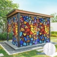 thumbnail image 6 of Blue Red Yellow Outdoor Curtains for Patio Waterproof,Windproof Privacy Curtains with Weighted Bottom,Modern Colored Rainbow Stained Glass Outside Drapes for Picnic Garage Yard 54"x108" 2 Panel, 6 of 8