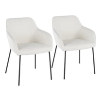 LumiSource Black Metal, Cream Fabric Daniella Dining Chair - Set of 2