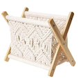 thumbnail image 1 of Boho Rope Woven Magazine Rack, Scandinavian Newspaper Rack, Foldable Wooden Storage Shelf Basket, Handmade Multi-Purpose Organizer for Home Decor, 1 of 5