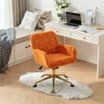 thumbnail image 2 of ENYOPRO Office Chair with Chrome Legs, Ergonomic Teddy Desk Chair Vanity Chair with Wheels, Modern Computer Chair for Home Office,Orange, 2 of 7