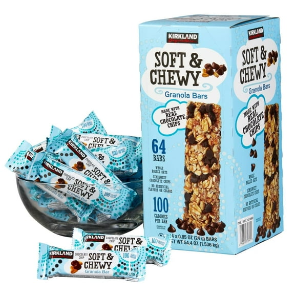 Kirkland Signature Soft & Chewy Oat Bars, Delicious Snack, 64 Count, 0.85 oz Per Bar