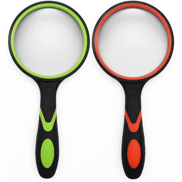 2 piezas de 75 mm aptas para personas mayores y niños con agarre de goma antideslizante para lectura, pasatiempos y ciencia (naranja + verde)