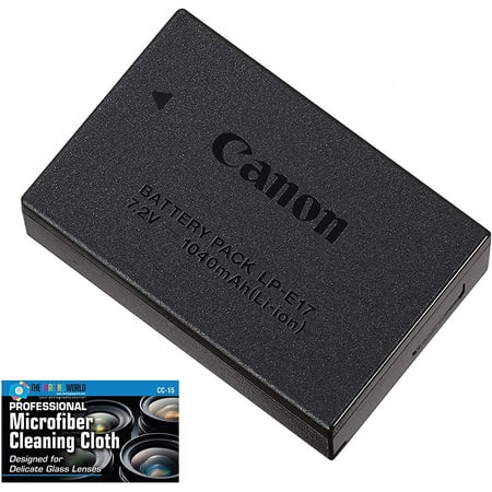 Canon LP-E17 Rechargeable Lithium-Ion Battery Pack for Canon EOS RP, 77D, M6, M6 Mark II, M5, M3, Rebel T8i, T7i, T6i, T6s, SL3, SL2 Camera Kit - Bulk Packaging -with Micro Fiber Cloth