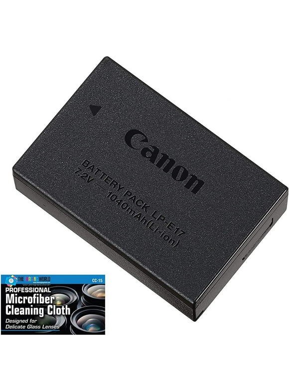Canon LP-E17 Rechargeable Lithium-Ion Battery Pack for Canon EOS RP, 77D, M6, M6 Mark II, M5, M3, Rebel T8i, T7i, T6i, T6s, SL3, SL2 Camera Kit - Bulk Packaging -with Micro Fiber Cloth