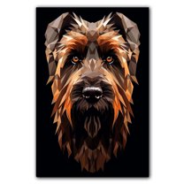 Briard Dog Art Canvas, Pet Wall, Polygon Art Print on Canvas Canvas, large wall art, bathroom wall art, Ready to Hang,Living Room,Bedroom ＆ Office