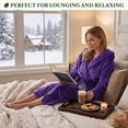 thumbnail image 6 of PAVILIA Women’s Hooded Fleece Robe, Soft Plush Long Bathrobe with Hood, Lightweight Warm Cozy Spa Shower Housecoat, Plus Size 2XL/3XL, Purple, 6 of 10