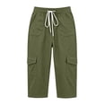 thumbnail image 7 of Ltctricy Cargo Capri Pants for Women Elastic Waist Drawstring Cropped Pants with Pockets Casual Hiking Outdoor Pants, 7 of 7
