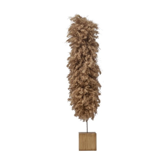 Creative Co-Op Fabric Yarn Tree with Wood Base, Tan