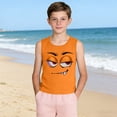 thumbnail image 5 of SGFCWSX Boys Summer Tank Tops Crew Neck Relaxed Fit Print Sleeveless Casual Beach Outdoor Daily Wear Shirts for Kids Orange Size 6 Years, 5 of 6