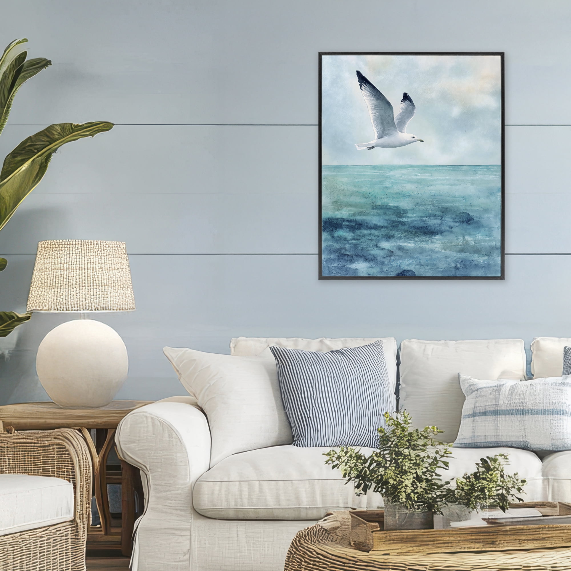 Stupell Industries Seagull With Black Tips Black Framed Giclee Art, design by Franklyn Gregory