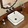 thumbnail image 6 of KES Square Countertop Bathroom Vessel Sink Black Trim Design, 15 Inch White Vessel Sink for Bathroom, Modern Ceramic Above Counter Bathroom Vanity Sink, Porcelain, WMVSS136, 6 of 9