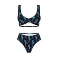 thumbnail image 4 of Rocae Blue Seahorse for Bikini Set for Women Two Piece Sexy High Swimsuits Split Crossover Bikini, 4 of 9
