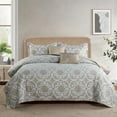 thumbnail image 4 of Home Soft Things 5 Piece Printed Microfiber Quilts Set - Glena Gatework-Queen (90" x 90"), 4 of 11