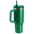 thumbnail image 4 of Mainstays 40 oz Stainless Steel Tumbler with Straw and Handle, Double Wall Insulated, Green Hammertone, 4 of 7