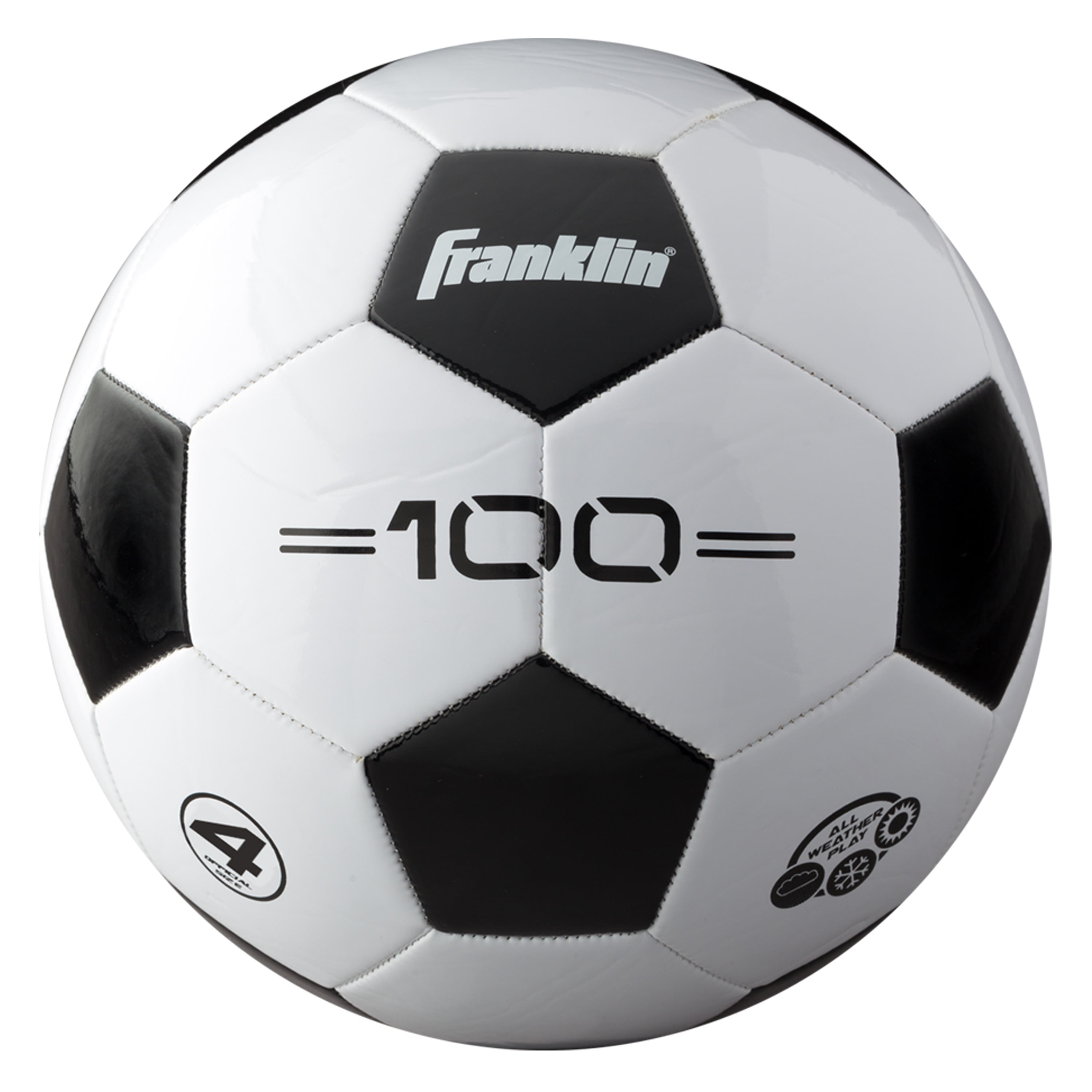 Franklin Sports Soccer Ball - Official Size 4 - F-100 Soccer Ball - Youth Soccer Ball  - Black/White