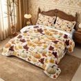 thumbnail image 3 of Erosebridal Pumpkin Leaves Quilt King 3 Pieces,Fall Harvest King Coverlet Set,Beige,1 Bedspread and 2 Pillowcases, 3 of 7