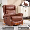 thumbnail image 2 of 360° Swivel Recliner Chair Rocker with Massage and Heating for Elderly, Genuine Leather Lounge Single Sofa with Adjustable Footrest and Backrest, Red, 2 of 7