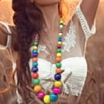 thumbnail image 6 of Bohemian Wood Beads Necklace for Graduation Engagement Wedding Daily wearing colorful, 6 of 8