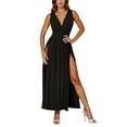 thumbnail image 2 of Drses‌‌ ‌‌‌Women's Plus Size Sexy Maxi Dress - Sleeveless Deep V Neck & Double High Slit for Beach Club Halloween, 2 of 7